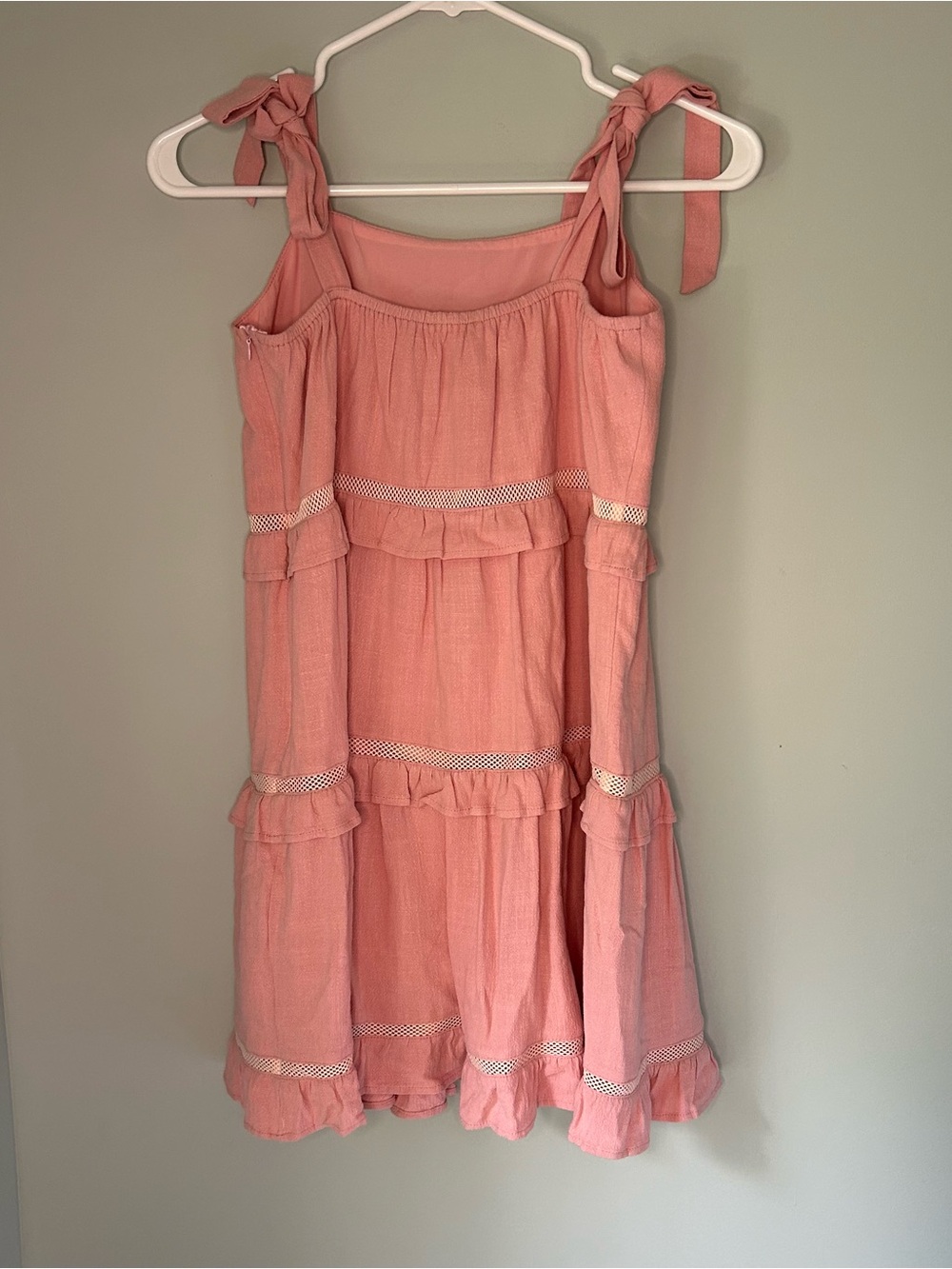 Hem & Thread Tiered Ruffle Tie Strap Layers Pink Small - Picture 7 of 10